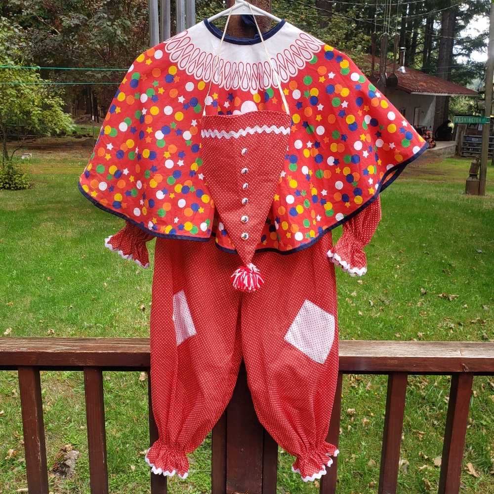 VINTAGE Kids Homemade Clown / Wacky Halloween Costume (3 Piece)